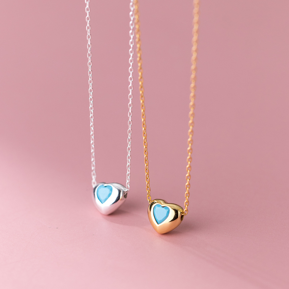 Heart Necklace Set of 5 925 Silver with Custom Packaging Wholesale for Small Business Gifts
